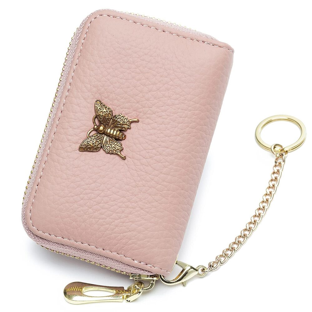 9580 RFID Credit Card Holder Leather Card Case Wallet with Zipper